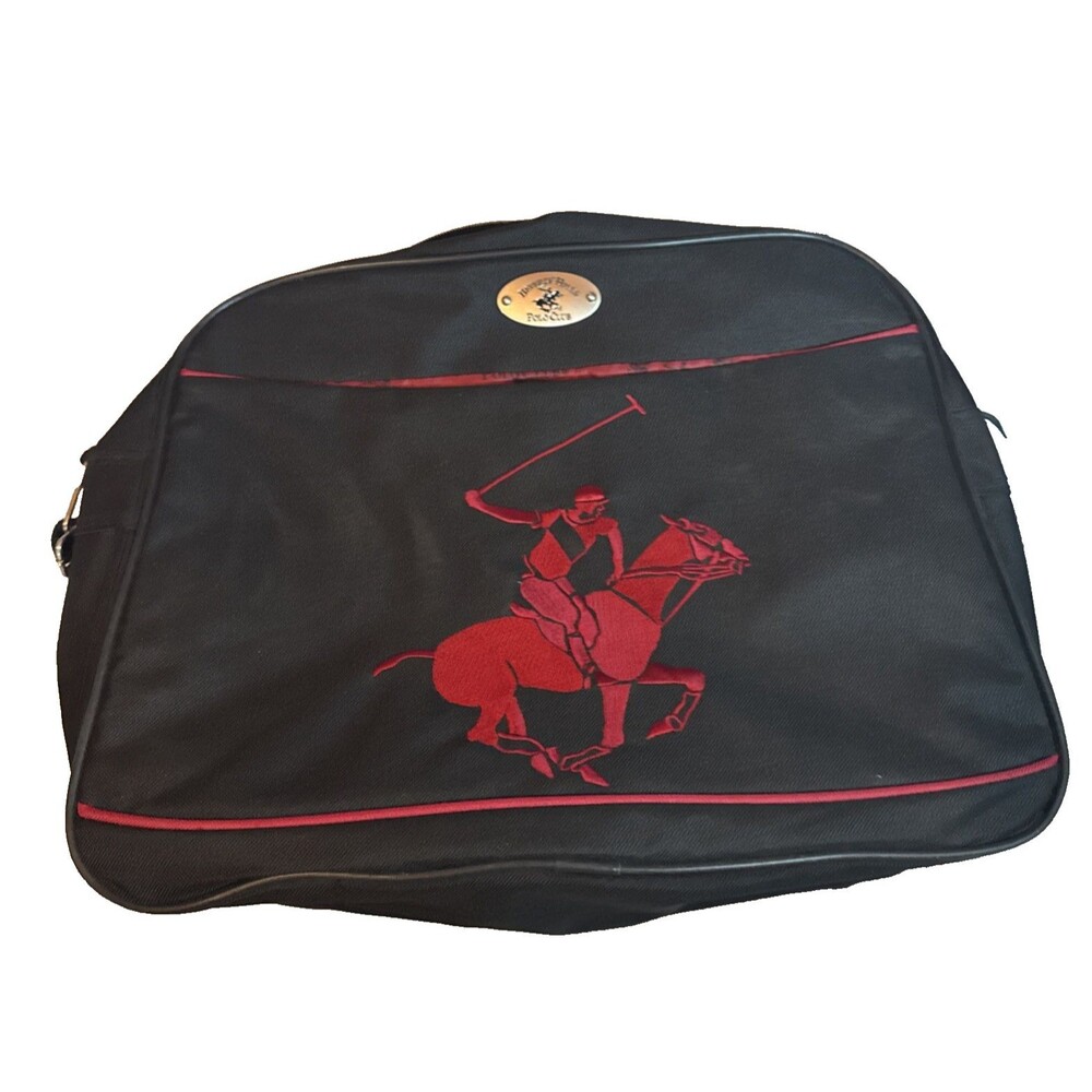 Beverly Hills Polo Club Messenger Equipment Laptop Computer Bag Logo Black & Red